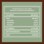 Valori nutrizionali olio di nocciole italiane – 100ml | Nutrition facts hazelnut oil from Italian hazelnuts – 100ml