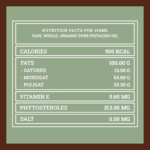 Valori nutrizionali dell’olio crudo di pistacchio biologico – 100ml | Nutrition facts for raw organic pistachio oil – 100ml