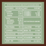 Valori nutrizionali per 100g di Semi di Sesamo Egiziano AmicEarth | Nutritional facts for 100g of Egyptian Sesame Seeds – AmicEarth